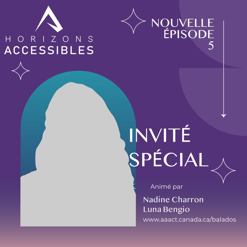 Bannière de l'horizons accessibles épisode 5, avec une silhouette d'un invité spéciale.